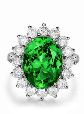 好货Open luxury royal concubine emerald diamond ring zirconi