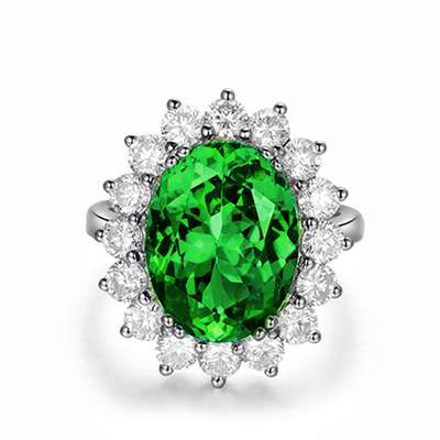 好货Open luxury royal concubine emerald diamond ring zirconi