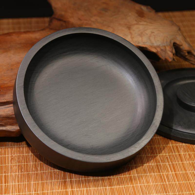 极速l歙量砚5寸6寸8寸台砚带盖墨海原石文楷房四宝砚台非端砚罗纹