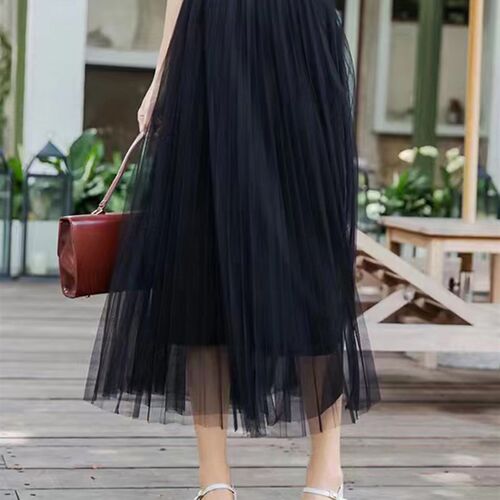 极速ZOKI Elegant Women Tulle Skirt  Korean Fashion Mesh Whit