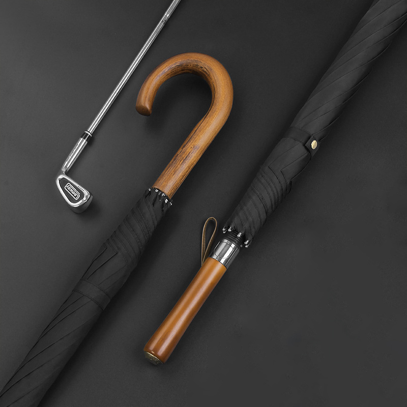 Slida Curva Reta & Punho de Madeira Punho Longo Guarda-chu