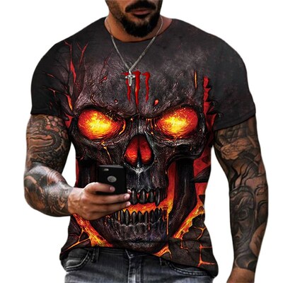 极速Summer Horror Skull Mens T-shirts 3d Print O-neck Short