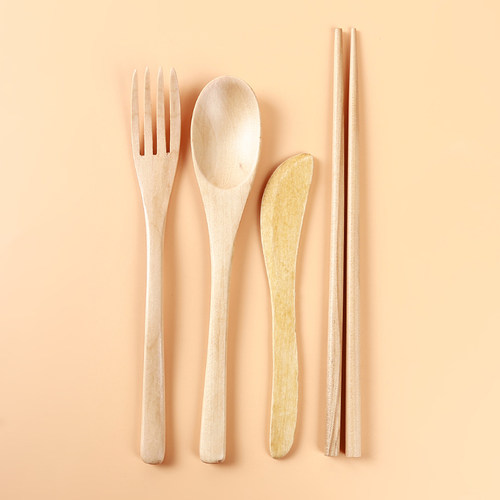 好货Reusable Bamboo Cutlery Set Wooden Flatware Dinnerware