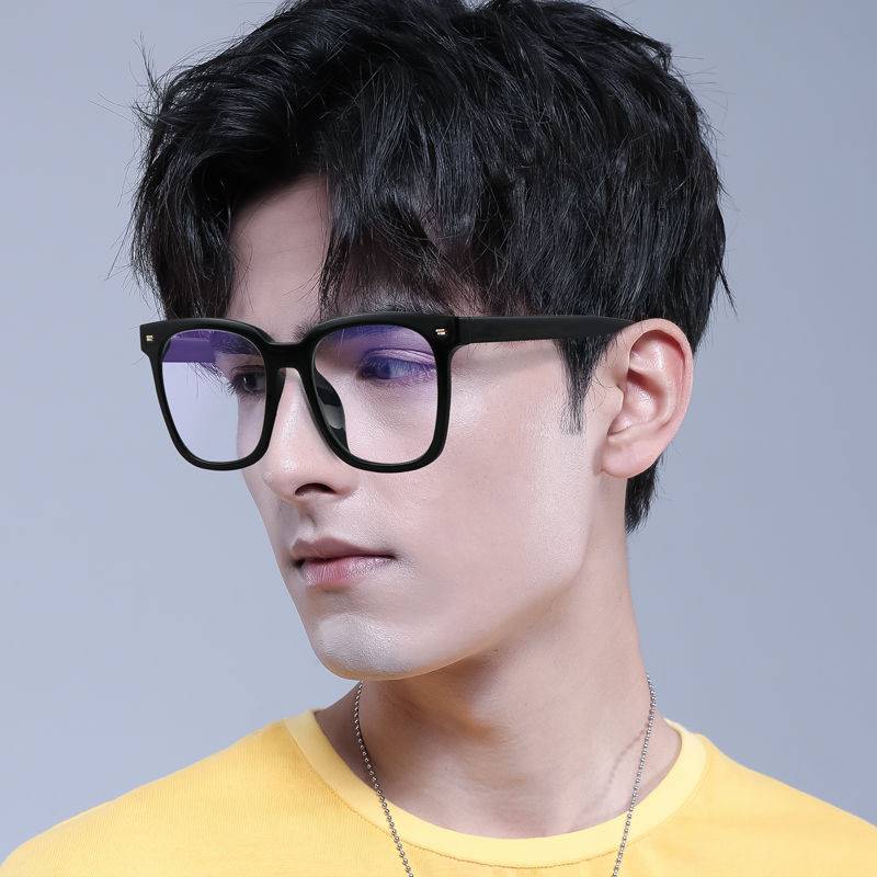 大框防蓝光护目镜网红款时尚黑色方形素颜装饰平光镜成品近视眼镜