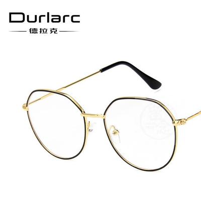 。Retro metal spectacle frame 191 tend round frame flat lens
