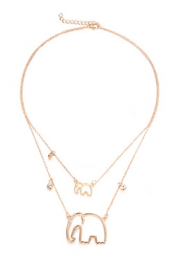 好货Fashion personality retro gold double layer elephant lin