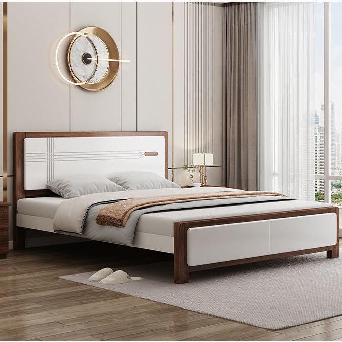 全实木床简约实木床现代双人床米主卧大床家用出租屋储物床婚大床