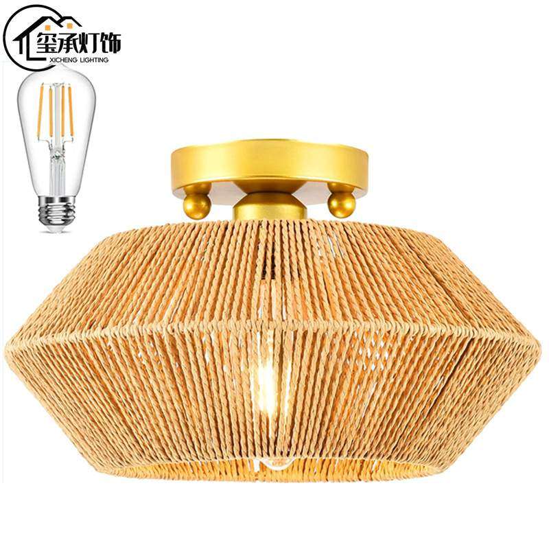 外销手工编织藤编藤条吸顶灯复古美式简约过道玄关入户灯中山厂家,纺织面料/辅料/配套,纺织机械配件,淘宝优惠券,粉丝福利购,淘宝优惠卷