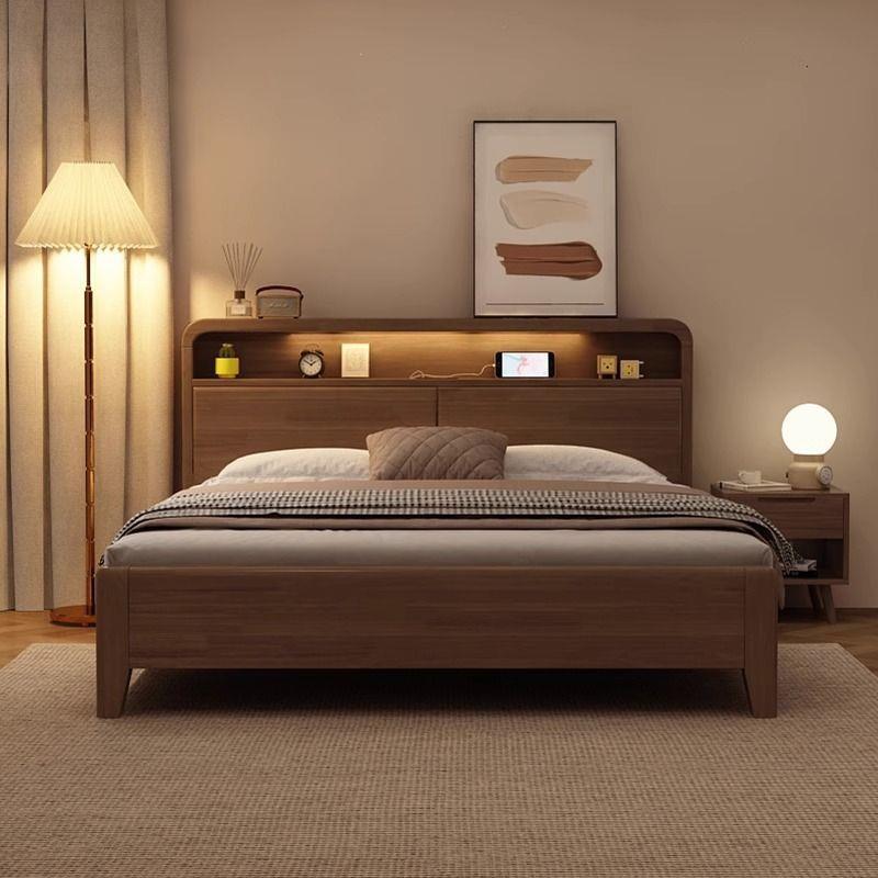 北欧加厚实木床现代简约胡桃1.5m1.8x2米双人床主卧经济型婚床