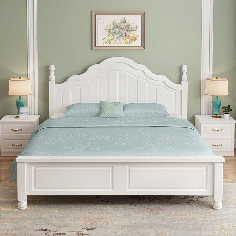 实木床双人床1.8米现代简约美式经济型主卧1米2白色公主1.5欧式床