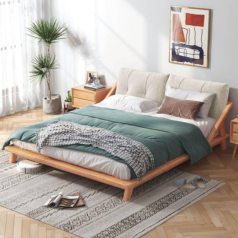 日式木床现代简约小户型1.8/1.5榻榻米实木北欧双人主卧矮床原木
