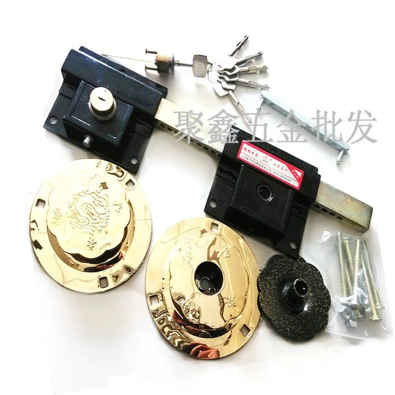 厂家直销大门锁双开双扇门u木门铁门锁齿条锁钛金大门锁庭院门锁