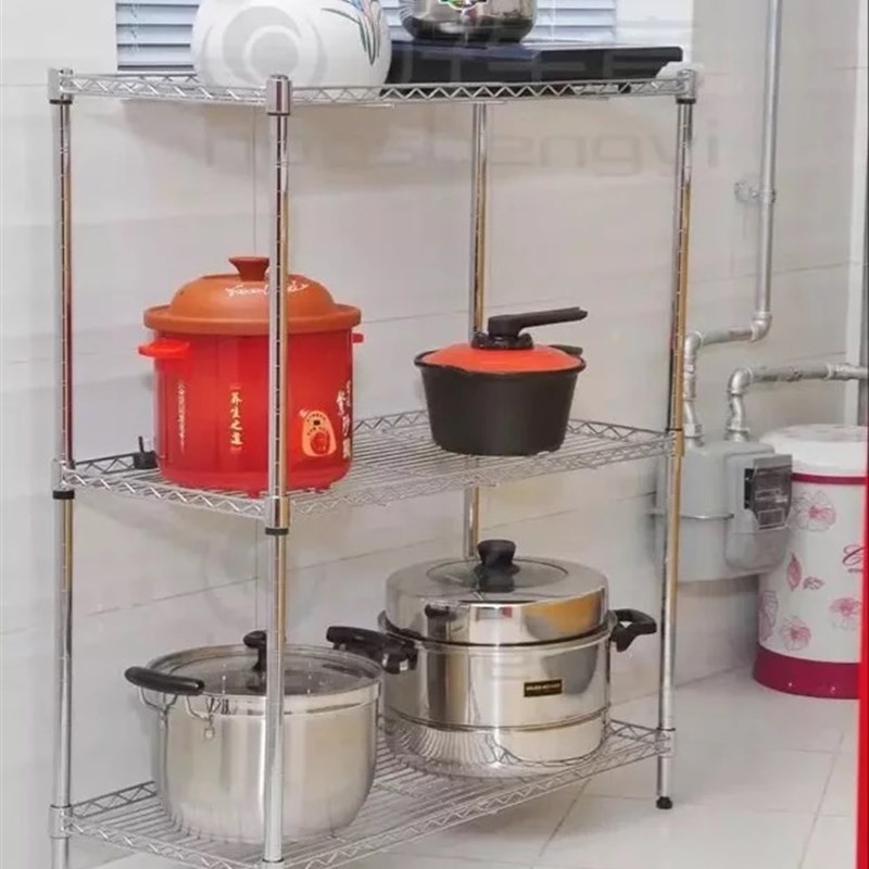 长90宽30厨房置物架五层落地整理架不锈钢色收纳架办公Z室储物架