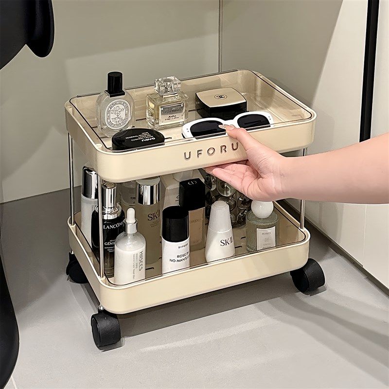 小推车置物架g梳妆台桌下化妆品多层落地收纳架宿舍可移动储物架