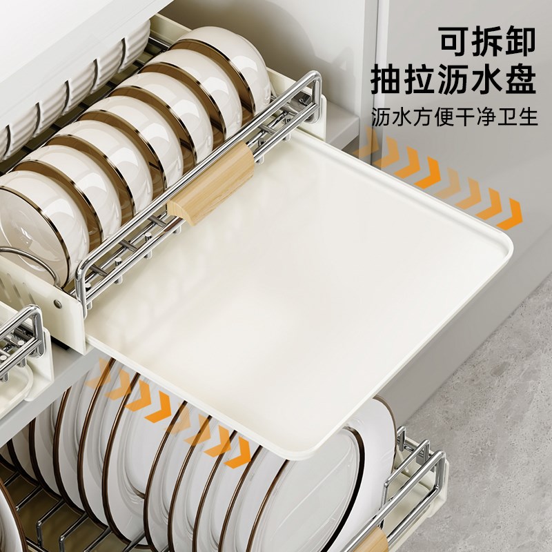 碗碟收纳架厨房免打孔抽屉式碗架拉篮抽拉碗柜P碗盘防锈沥水置物