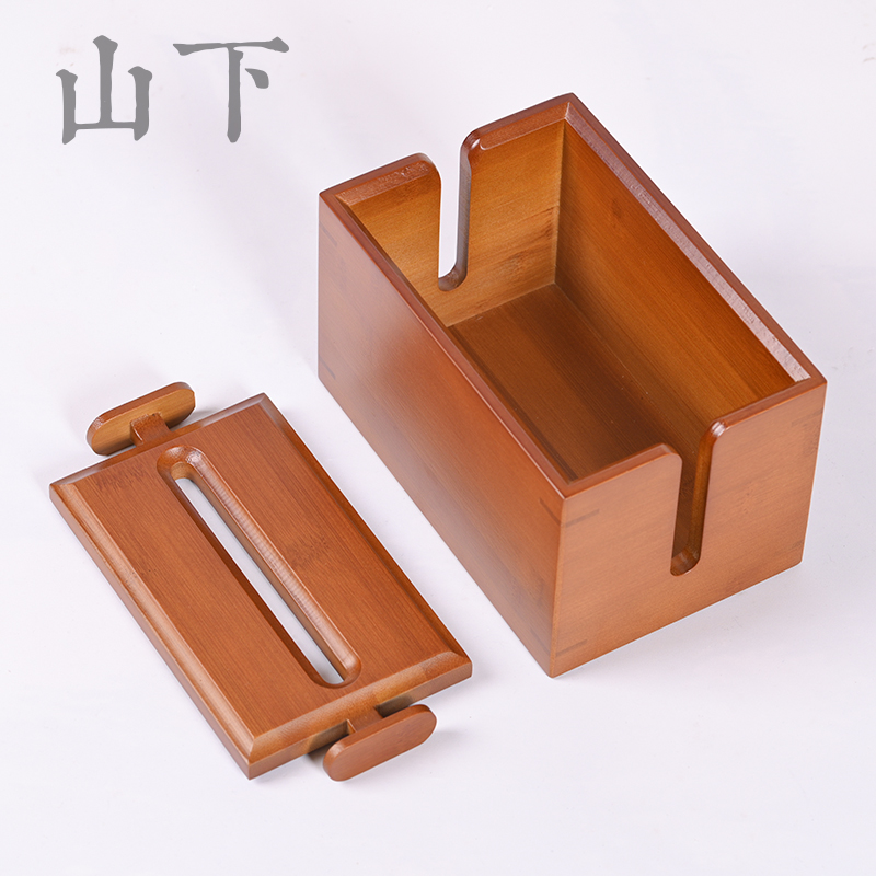 竹制茶室桌面纸巾盒客厅茶几创意餐巾纸抽L盒家用环保抽纸盒子简