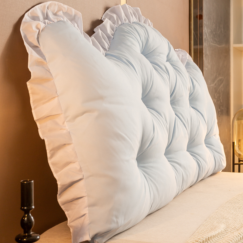 冷夏 榻榻米床头靠垫加高床上大靠G枕防撞床靠背垫软包浅蓝绑带