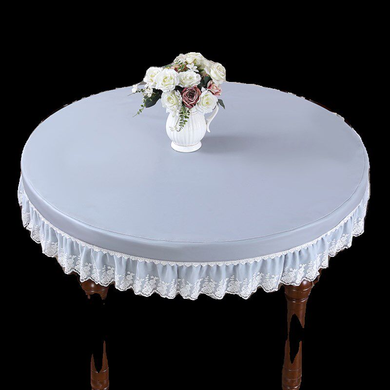 圆形桌布防水防油可擦高档w皮革免洗圆桌布绣花圆桌布套罩客厅