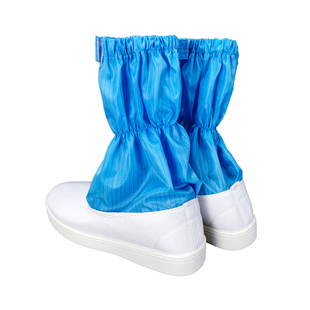 防静电短筒鞋 条纹无尘洁净蓝白色车I间男女防护工作高长筒靴 包邮