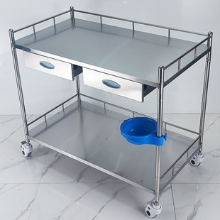 医用不锈c钢推车手术加长处置台医院操作置物架治疗器械车双层推