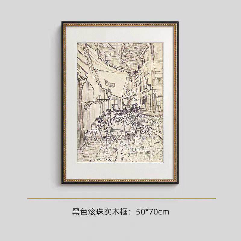 梵素描风景画组合画法式复古艺术客厅装饰画中古风玄关斗柜挂画