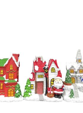 新品圣诞房子系带灯房子桌面装饰树脂工艺品摆件圣诞节礼品