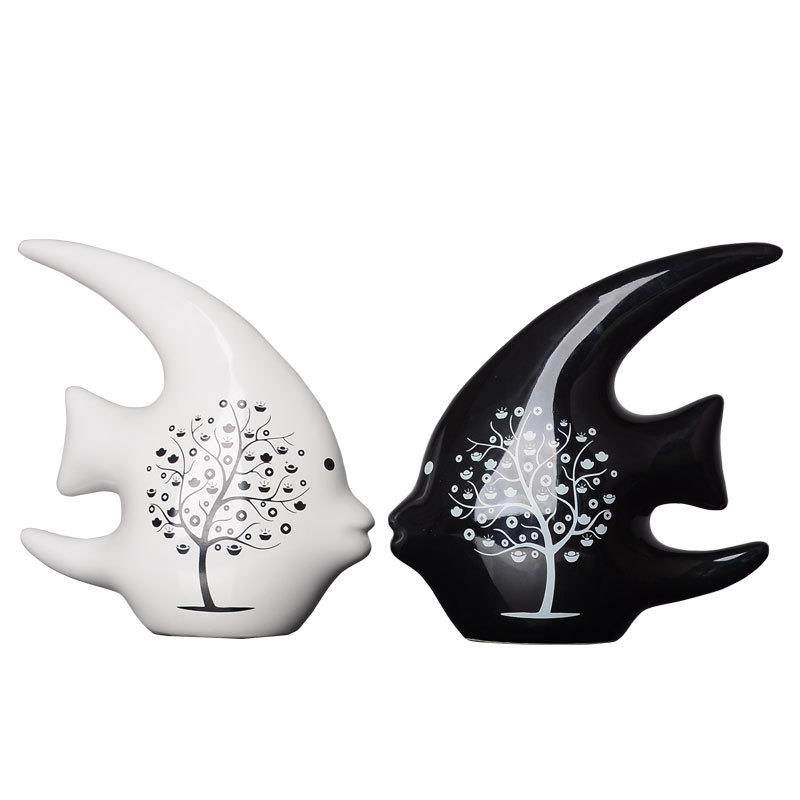 现代简约陶瓷摆件家居饰品酒柜电视柜装饰品创意桌面客厅鱼摆设,橡塑材料及制品,工业陶瓷,淘宝优惠券,粉丝福利购,淘宝优惠卷