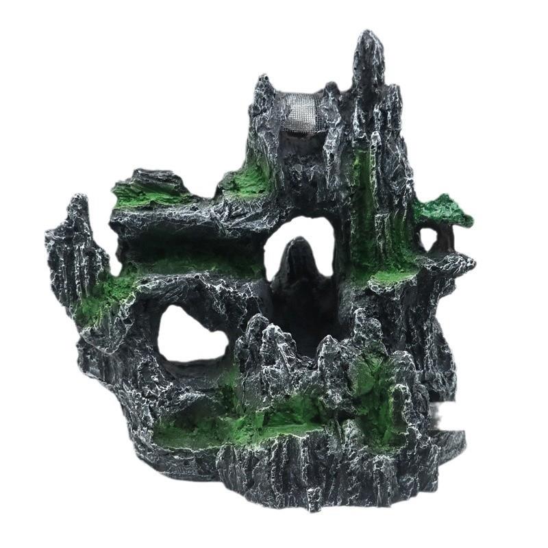 新款鱼缸造景流沙瀑布假山水族箱草缸动态布景不浑水流沙山景