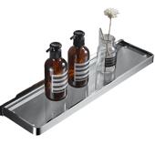 简易浴室置物架卫生间洗漱台全铜收纳托盘透明双层梳妆台收纳架