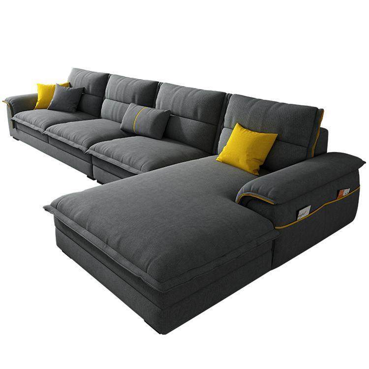 棉麻布艺沙发客厅现代简约大户型六件套贵妃转角组合北欧乳胶沙发