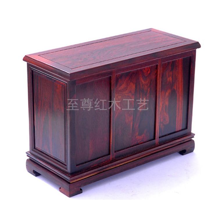 红木雕工艺品明清微型缩中式小家具模型红酸枝三斗柜底座摆件