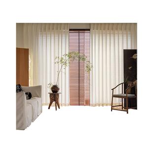 法式中国风|现代缎面竹影纱帘客厅卧室中古式美学窗帘窗纱