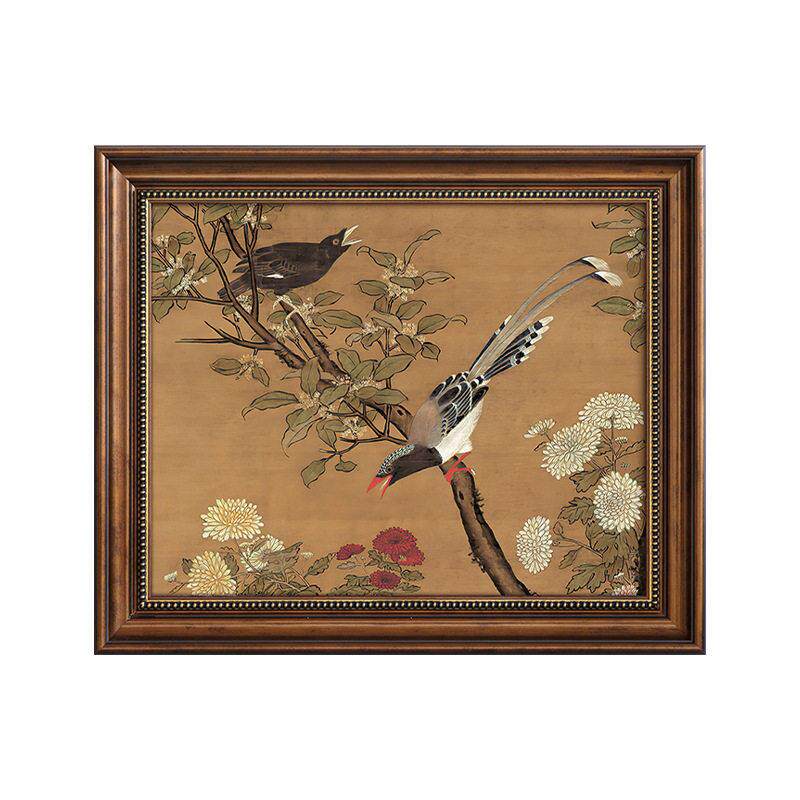 法式中国风客厅花鸟电表箱装饰画中古风走廊玄关电源盒复古挂画