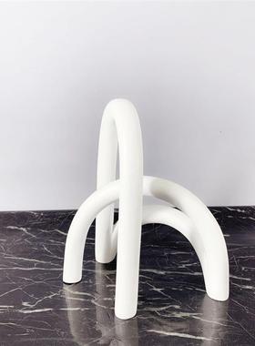 简约现代家居透白色树脂拱形屏风摆件客厅玄关电视柜书房饰品