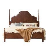 中古风樱桃木实木床法式 复古安娜床1.5米大床1.8米气压储物高箱床