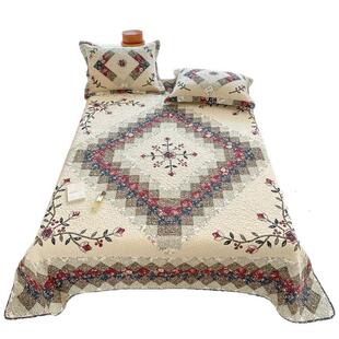 外贸美式纯棉床盖三件套加大尺寸绗缝被可铺可盖单人双人