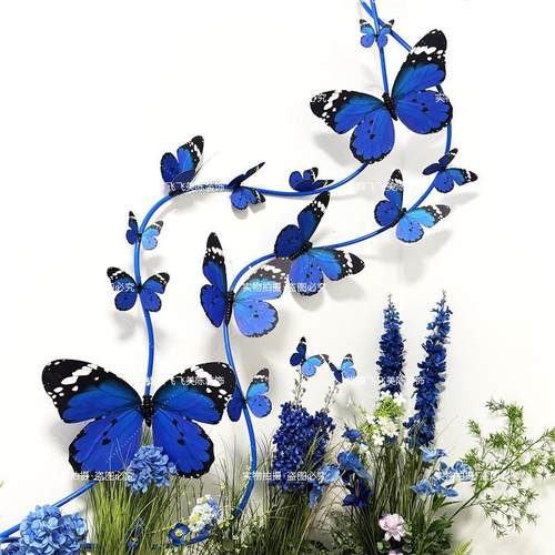 仿真蝴蝶立体装饰商场装扮国庆美陈dp点摆件创意吊饰橱窗蝴蝶道具