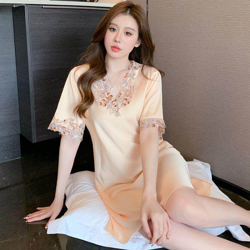 睡衣女夏季蕾丝薄款冰天短