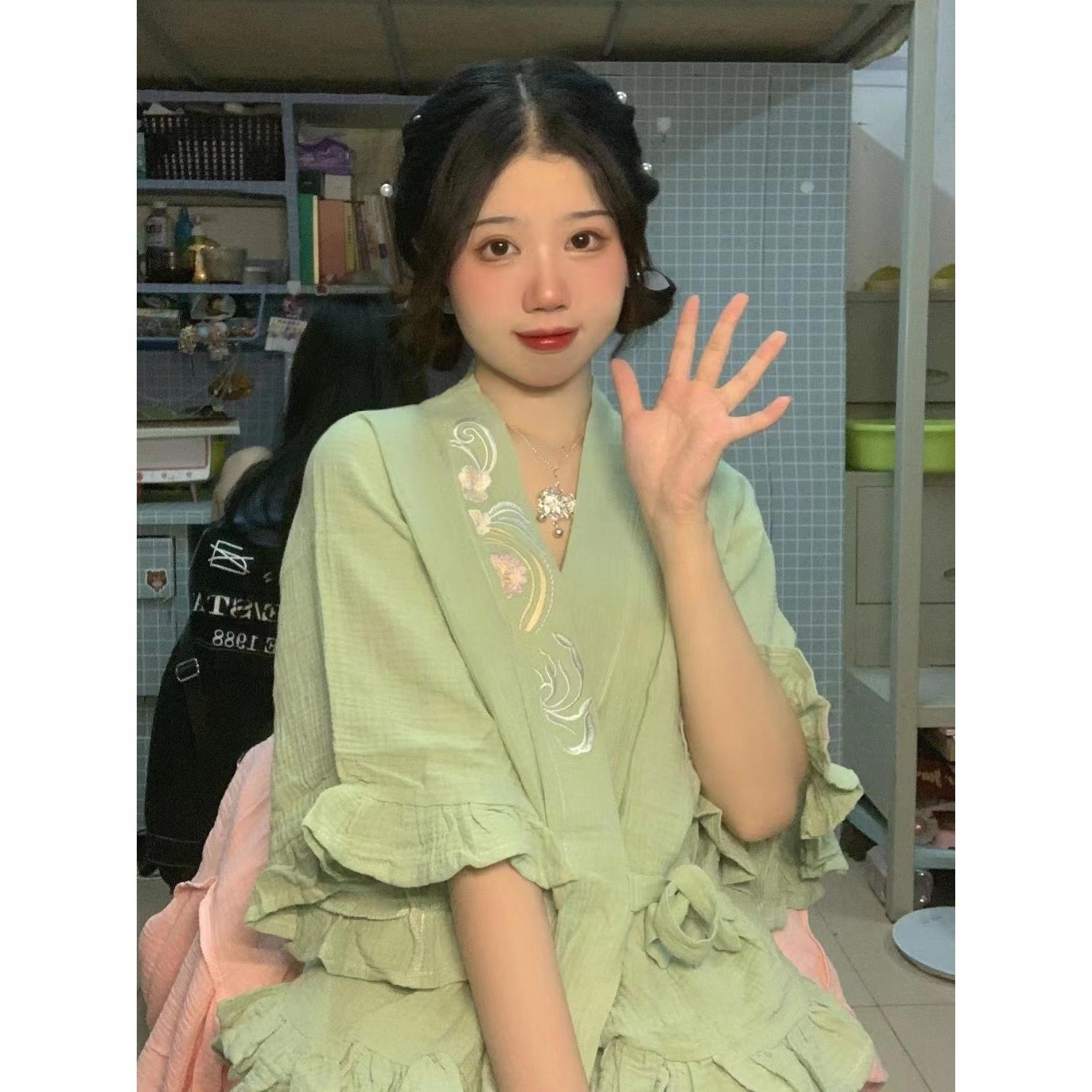 中袖睡衣女款夏季甜美可外