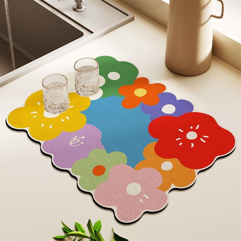 奶油风厨房沥水垫台面矽藻泥异形吸水凉垫洗手台吸油免洗碗盘水池,居家布艺,厨房地垫,淘宝优惠券,粉丝福利购,淘宝优惠卷