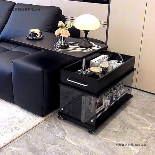轻奢实木升降茶几客厅家用多功能小户型沙发阳台现代简约移动边柜