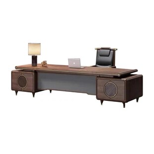 新中式实木大班台老板办公桌简约大气总经理总裁桌全套茶桌椅组合