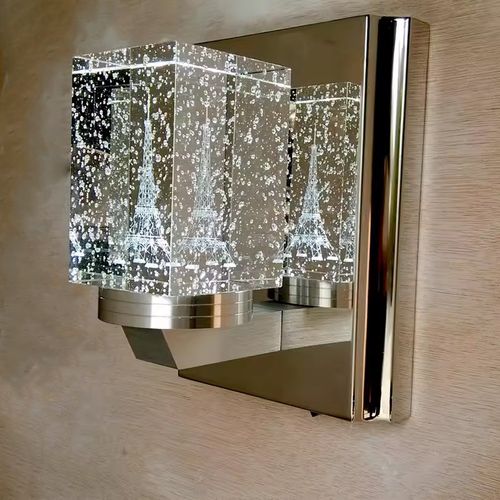 简约创意水晶壁灯不锈钢卧室床头灯客厅背景过道墙壁中山灯具