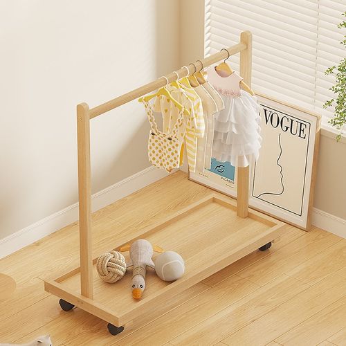 小猫咪衣服挂衣架晾晒狗狗衣帽架收纳带轮实木阳台多功能移动置物
