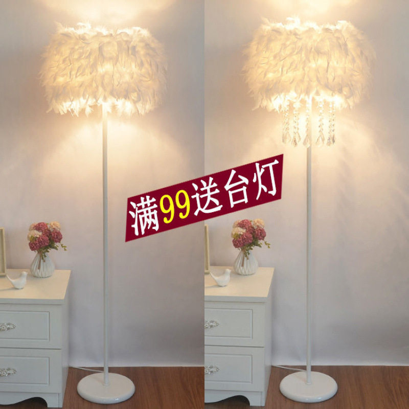 水晶羽毛INS创意落地灯婚庆客厅书房卧室床头台灯主播补光灯直销