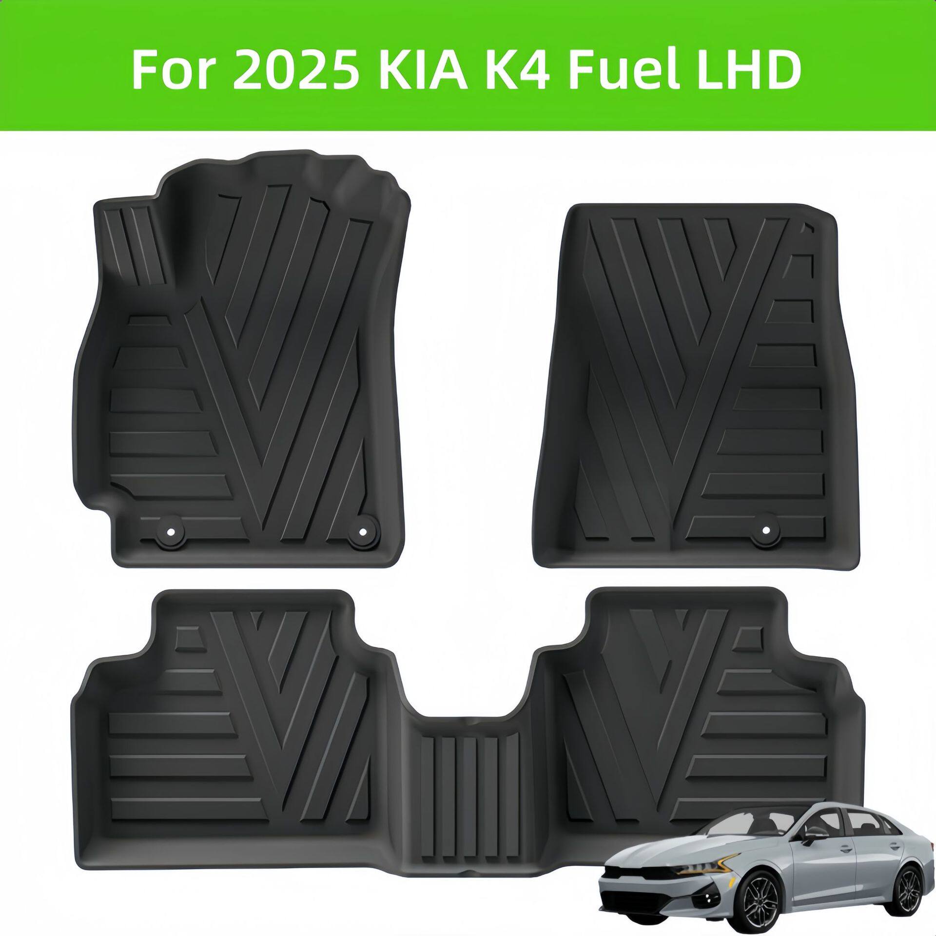 For 2025 KAI K4 Fuel LHD TPE 3D Car Floor Mat/Rear Trunk Mat
