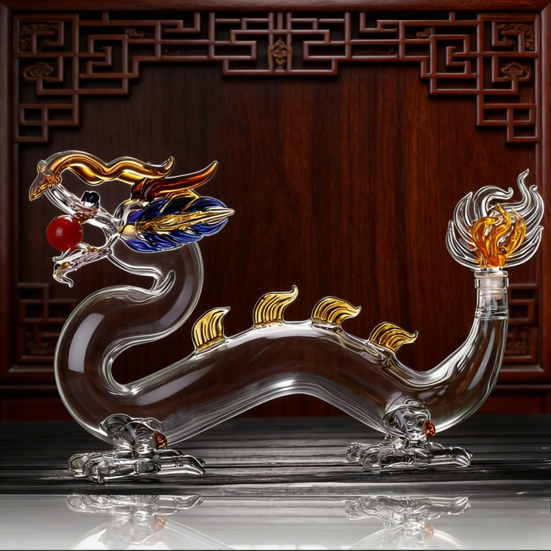 十二生肖空心龙型玻璃泡酒瓶高硼硅玻璃泡酒瓶装饰摆件玻璃酒瓶