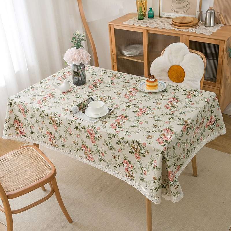 碎花棉麻布艺帆布印花餐桌布茶几台布田园风家用小清新植物盖布