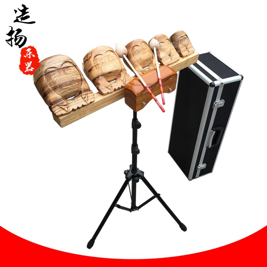 专业五音木鱼 高档套装五音木鱼/5音木鱼连架/ 带支架五音木鱼