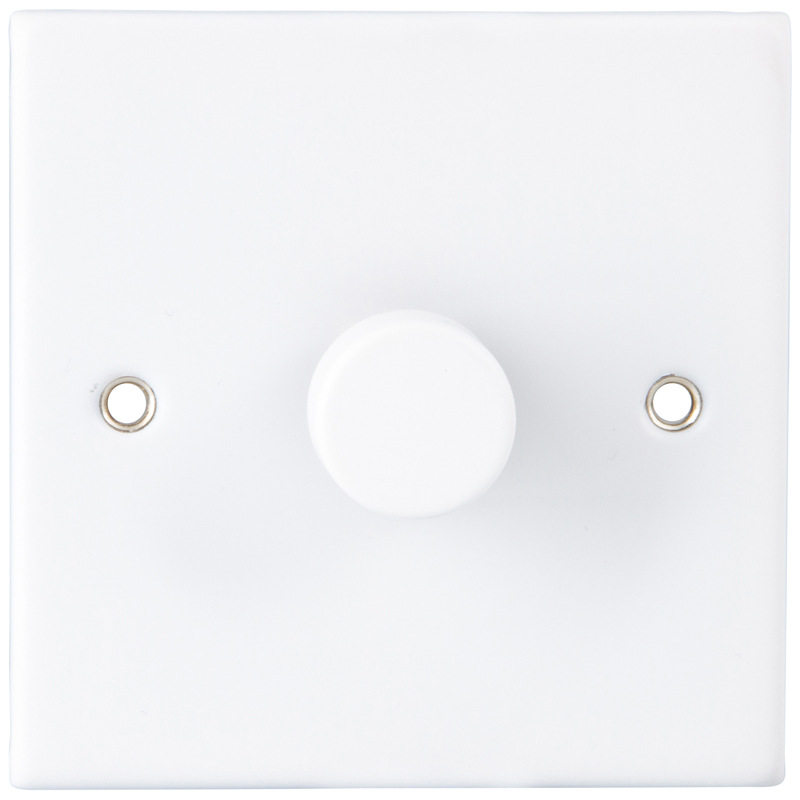 英标不锈钢哑光白1开双控LED灯调光开关 1 GANG 150W LED DIMMER